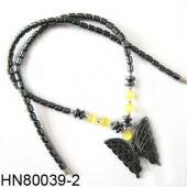 Assorted Colored Opal Beads Hematite Butterfly Pendant Beads Stone Chain Choker Fashion Women Necklace